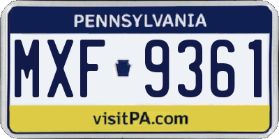 PA license plate MXF9361