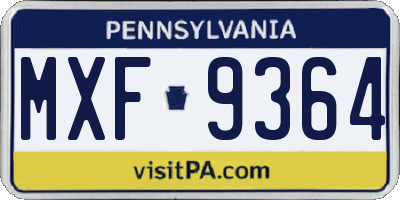PA license plate MXF9364