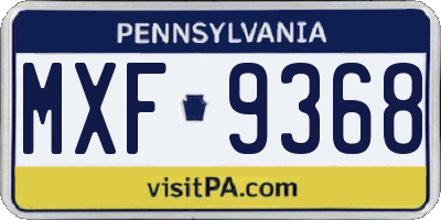PA license plate MXF9368