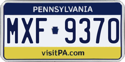 PA license plate MXF9370