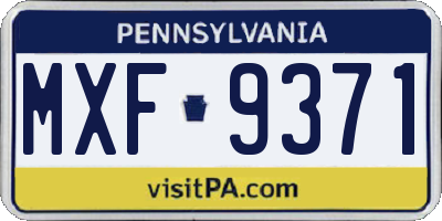 PA license plate MXF9371