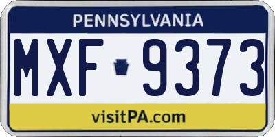 PA license plate MXF9373
