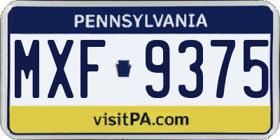 PA license plate MXF9375