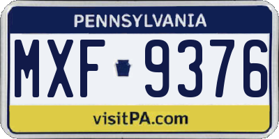 PA license plate MXF9376