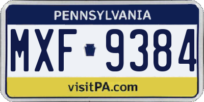 PA license plate MXF9384
