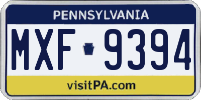 PA license plate MXF9394
