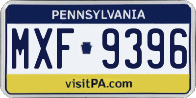 PA license plate MXF9396