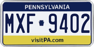 PA license plate MXF9402