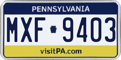 PA license plate MXF9403
