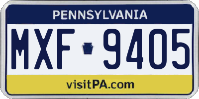 PA license plate MXF9405