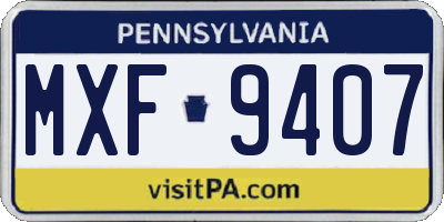 PA license plate MXF9407