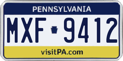 PA license plate MXF9412