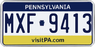 PA license plate MXF9413