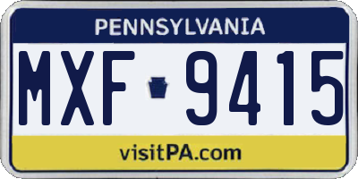 PA license plate MXF9415
