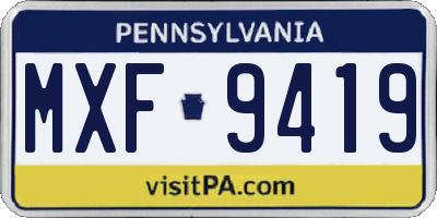 PA license plate MXF9419
