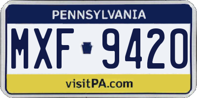 PA license plate MXF9420