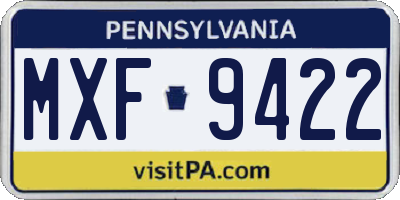 PA license plate MXF9422