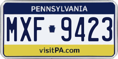 PA license plate MXF9423