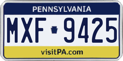 PA license plate MXF9425