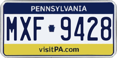 PA license plate MXF9428