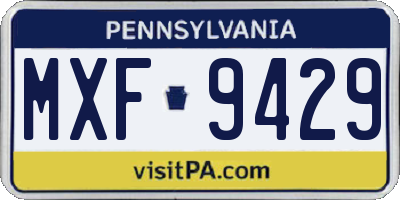 PA license plate MXF9429