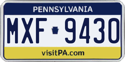 PA license plate MXF9430