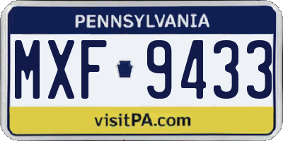 PA license plate MXF9433
