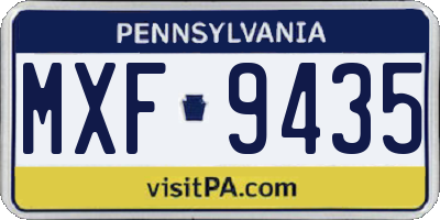 PA license plate MXF9435