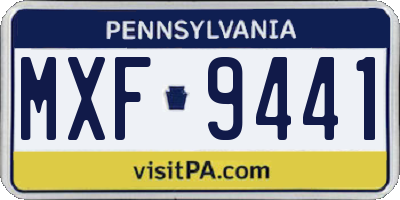 PA license plate MXF9441