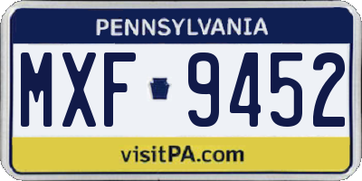 PA license plate MXF9452