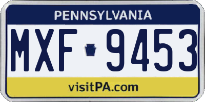 PA license plate MXF9453