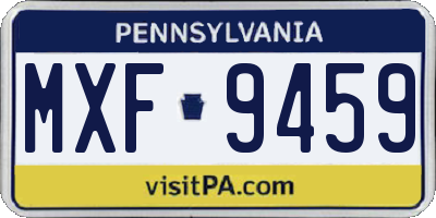 PA license plate MXF9459