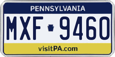 PA license plate MXF9460