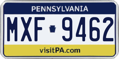 PA license plate MXF9462