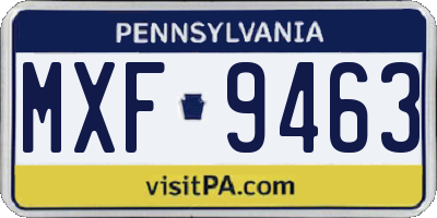 PA license plate MXF9463