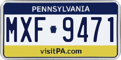 PA license plate MXF9471