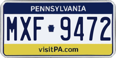 PA license plate MXF9472