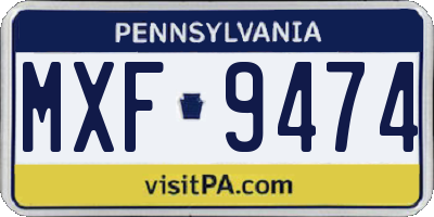 PA license plate MXF9474