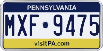 PA license plate MXF9475