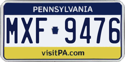 PA license plate MXF9476