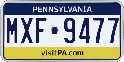 PA license plate MXF9477