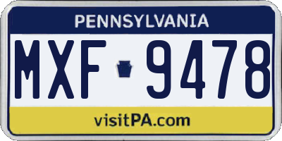 PA license plate MXF9478