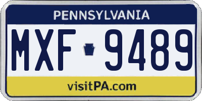 PA license plate MXF9489