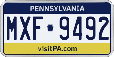PA license plate MXF9492