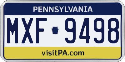 PA license plate MXF9498