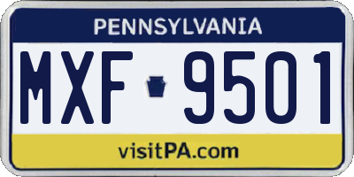 PA license plate MXF9501