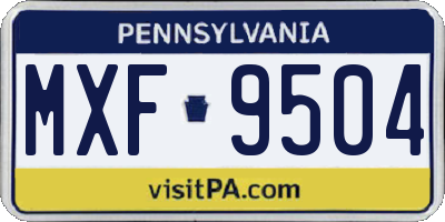 PA license plate MXF9504