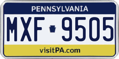 PA license plate MXF9505