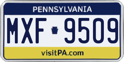 PA license plate MXF9509