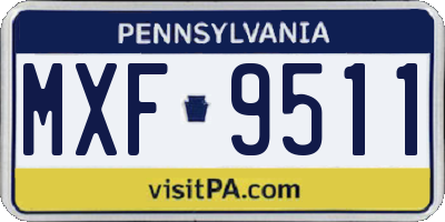 PA license plate MXF9511